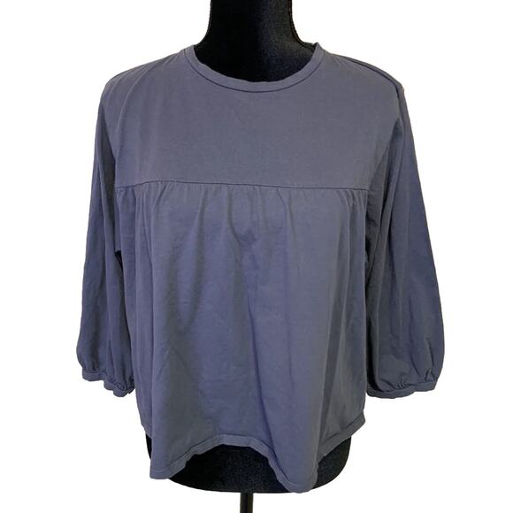 Mod Ref Peasant Top Womens Medium Blue/Grey 3/4 Sleeves Oversized Boho T shirt - Picture 1 of 9